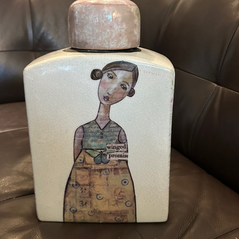Kelly Rae Roberts winged promise Creative Co-Op Home Decor stoneware container